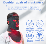 Led Silicone Mask With Neck Piece Led Light Therapy Mask Led Red Light Facial Beauty Mask For Face Acne Blue Light Therapy